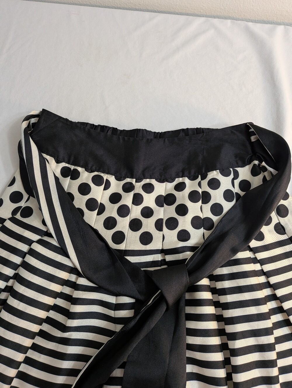 Polka Dot Black White Striped Palazzo Wide Pants Leg Eclectic Statement Piece - Picture 12 of 15